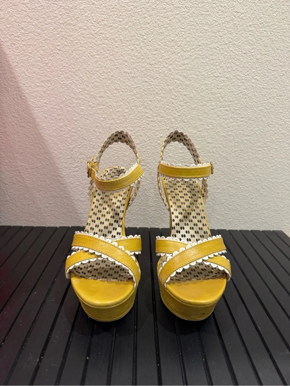 Chartreuse (yellow/green) Platform Ankle-Strap Women’s Sandals